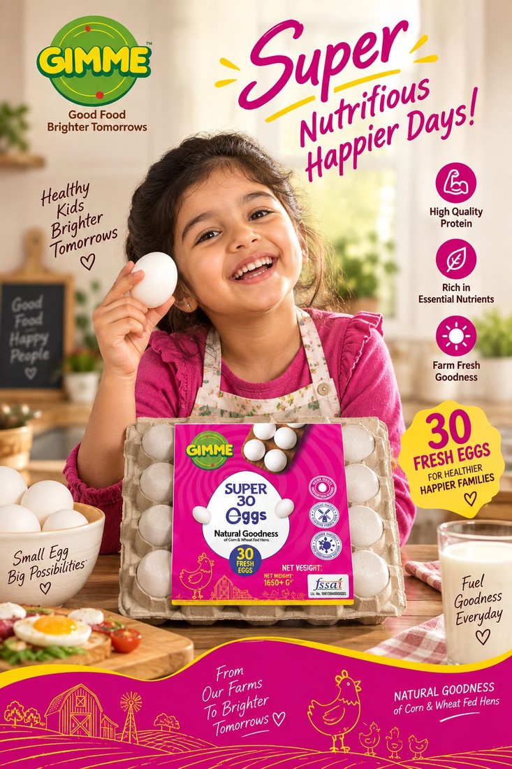 Gimme Super 30 campaign: girl holding an egg